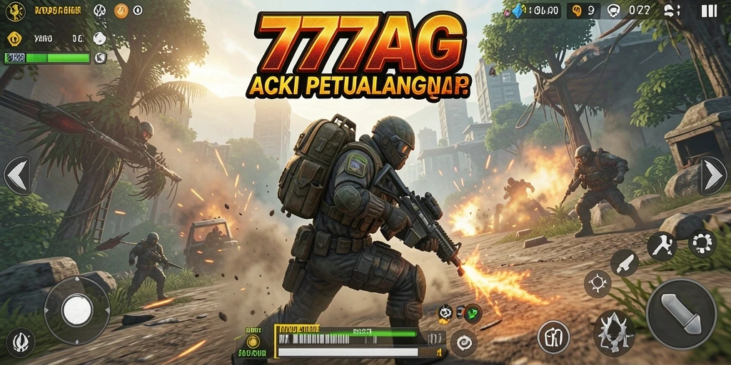 Tangkapan layar utama dari gameplay 777AG yang menampilkan aksi tembak-menembak seru.