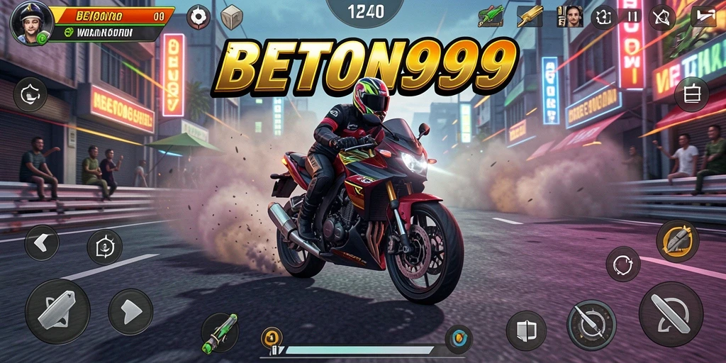 Tampilan gameplay seru balapan motor di BETON999.
