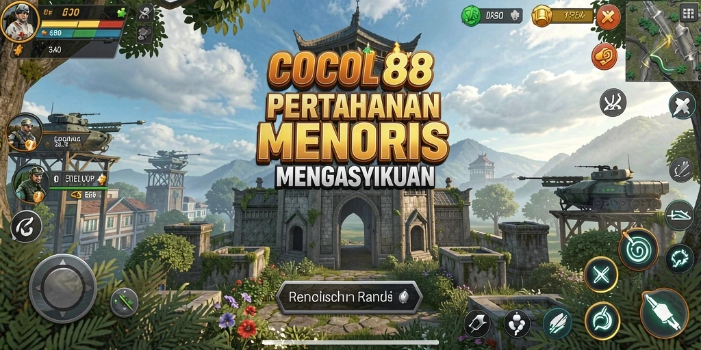 Screenshot gameplay COCOL88 menunjukkan pertempuran menara yang intens.