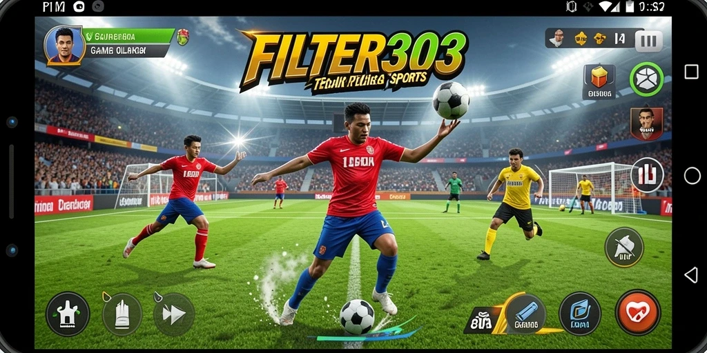 Tangkapan layar dari FILTER303 menampilkan aksi seru di lapangan olahraga.