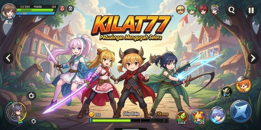 Screenshot gameplay KILAT77 menampilkan pertarungan karakter anime yang seru.