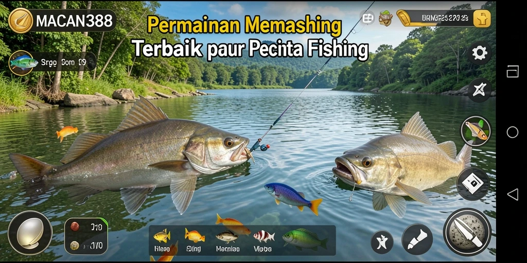 Tampilan gameplay <strong>MACAN388</strong> menunjukkan keseruan memancing yang menantang.