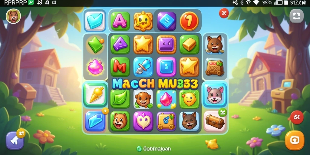 Screenshot RPRPRP menampilkan gameplay Match-3 yang seru dan penuh warna.