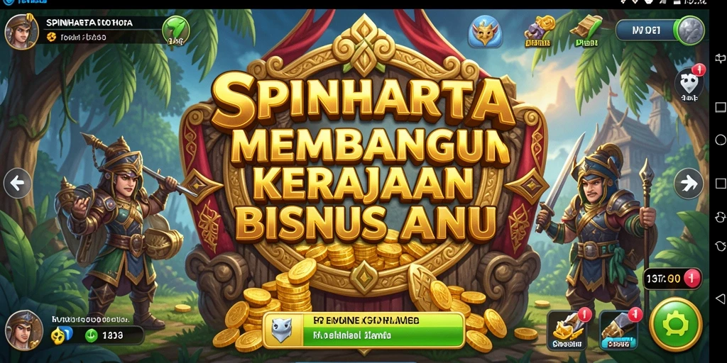 Tampilan menarik dari gameplay <strong>SPINHARTA</strong> menampilkan keseruan berbisnis.