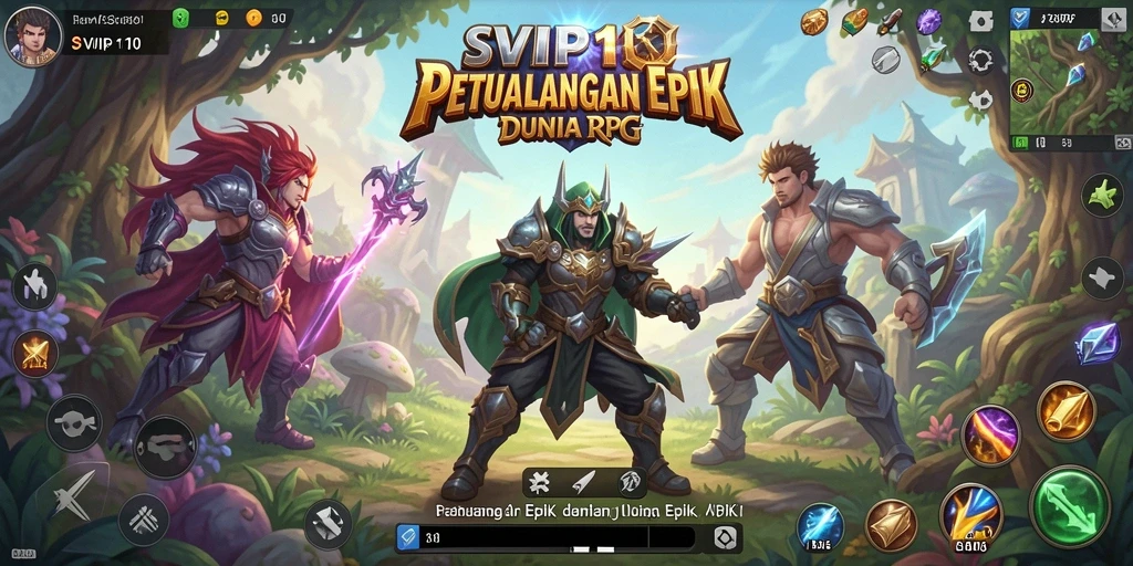 Tangkapan layar utama <strong>SVIP10</strong> menampilkan pertarungan epik dan petualangan seru di dalam dunia RPG.