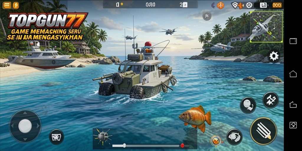 Gameplay seru dalam TOPGUN77 dengan berbagai lokasi memancing.